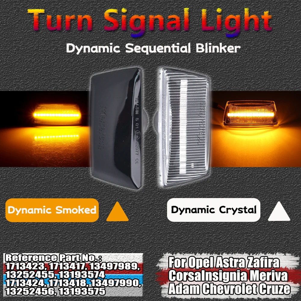 NSLUMO Dynamic LED Side Indicator Light Compatible with Opel Zafira Life Combo E Peugeot Rifter Ci/troen Berlingo 3 Turn Signal Repeater Light Side