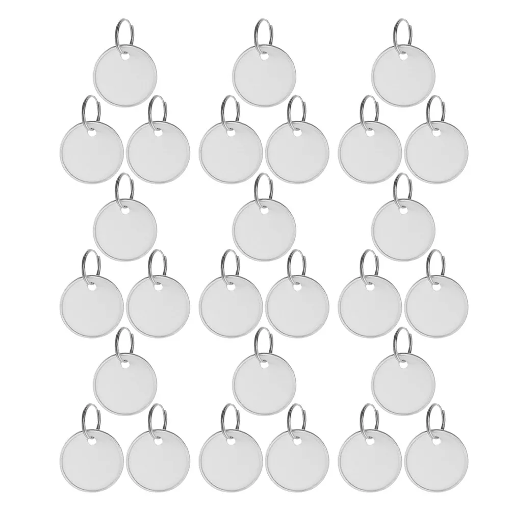 80Pcs 빈 금속 키 태그 강력한 분할 링이 있는 라운드 펜던트 스타일 키 라벨용 다목적 키 식별 태그