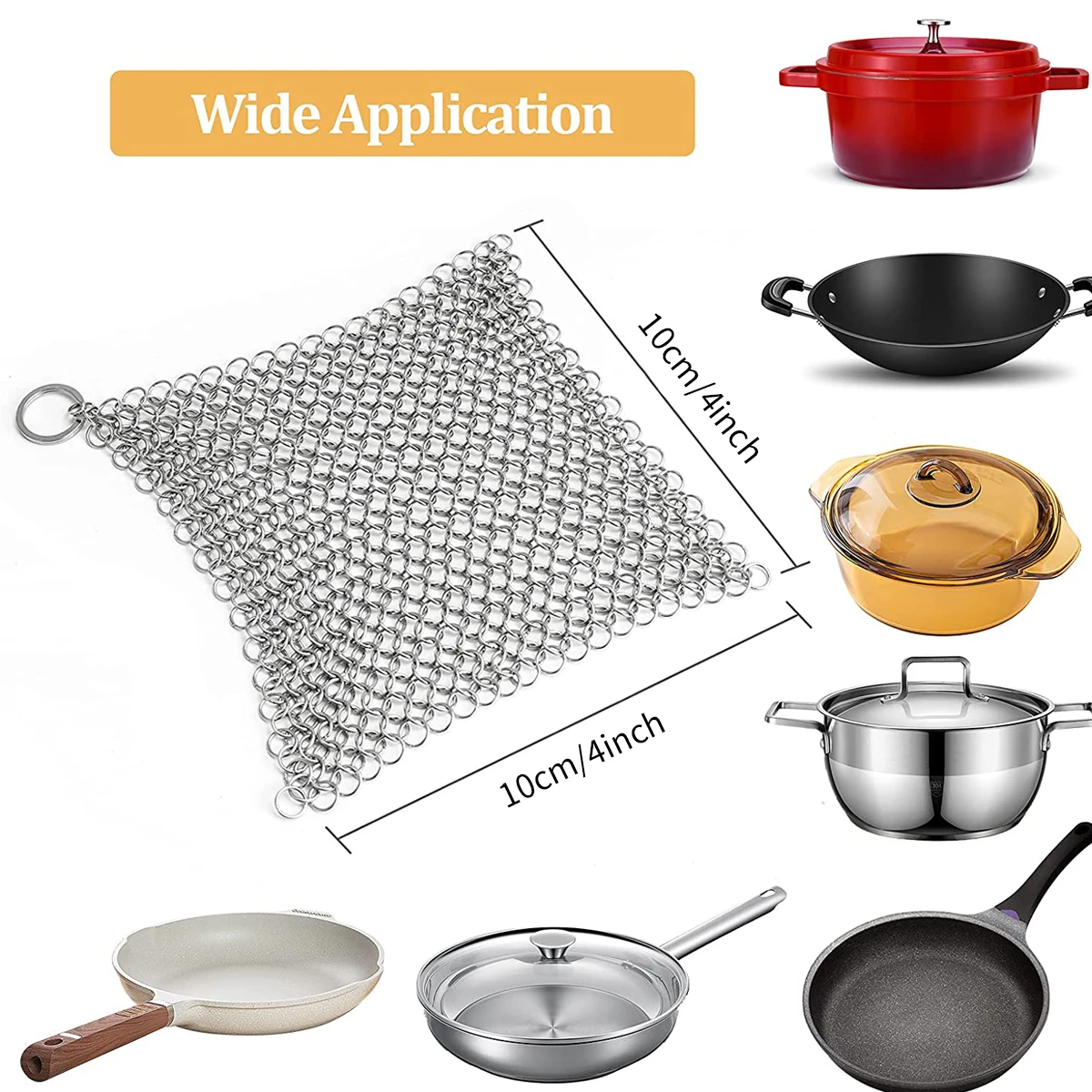 Leeseph Kitchen Cleaning Ring Stainless Steel Cleaner Chainmail Scrubber Accessories Reusable Washing Net Cleaning Tool for Home 5