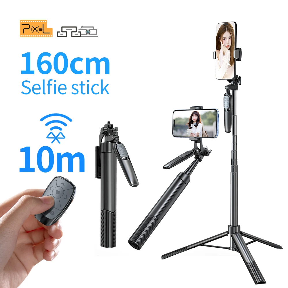PixelST2160cmTripodForPhoneFoldablePortableWirelessTripodBluetoothRemoteControl