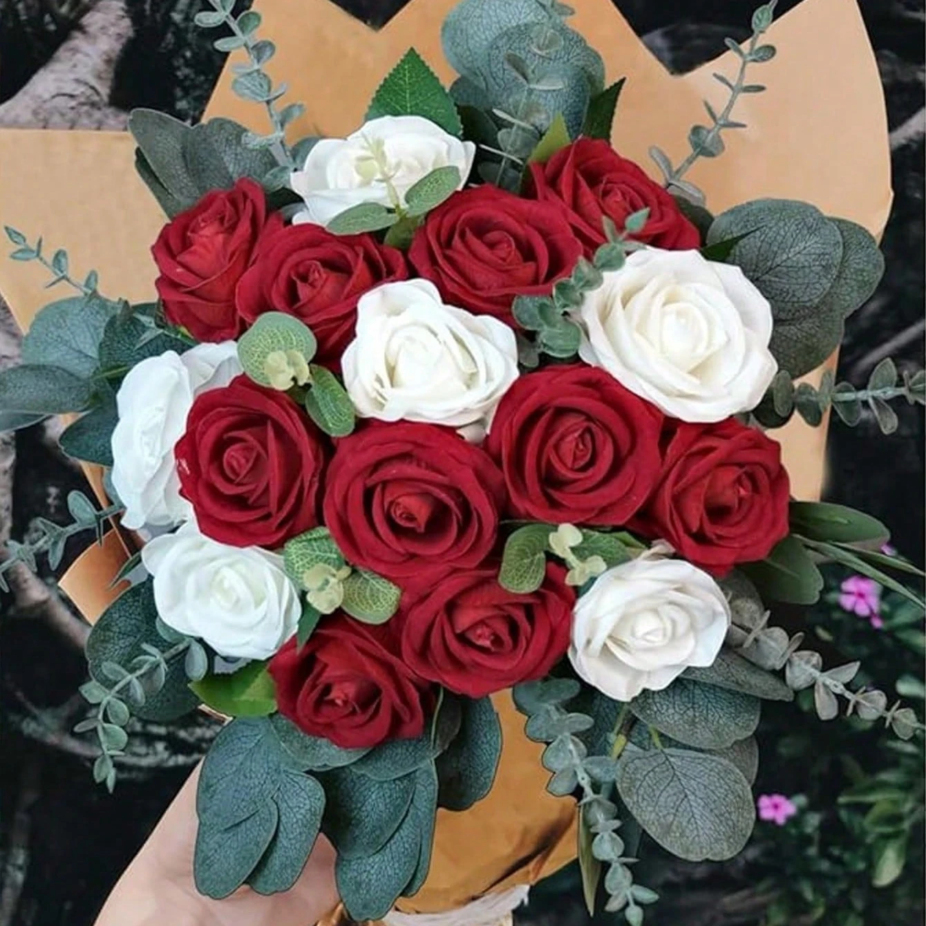 3/6/9Pcs Eucalyptus Artificial Plant Bouquet Fake Plant for Home Bedroom Decor Garden Wedding Decoration Outdoor Vase Ornament 3