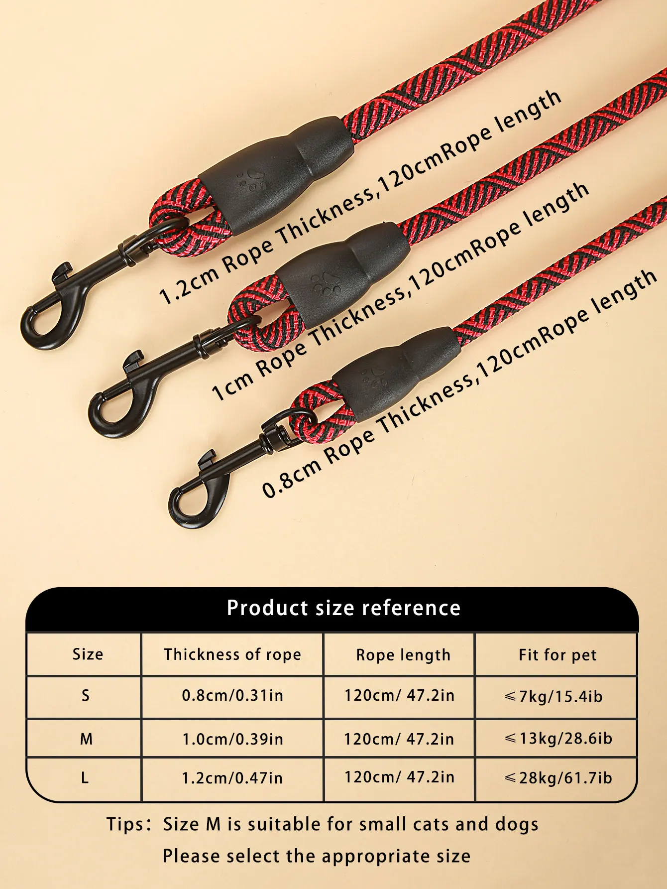 Title 6, 1pc Red Pet leash, outdoor leash, to prevent th...