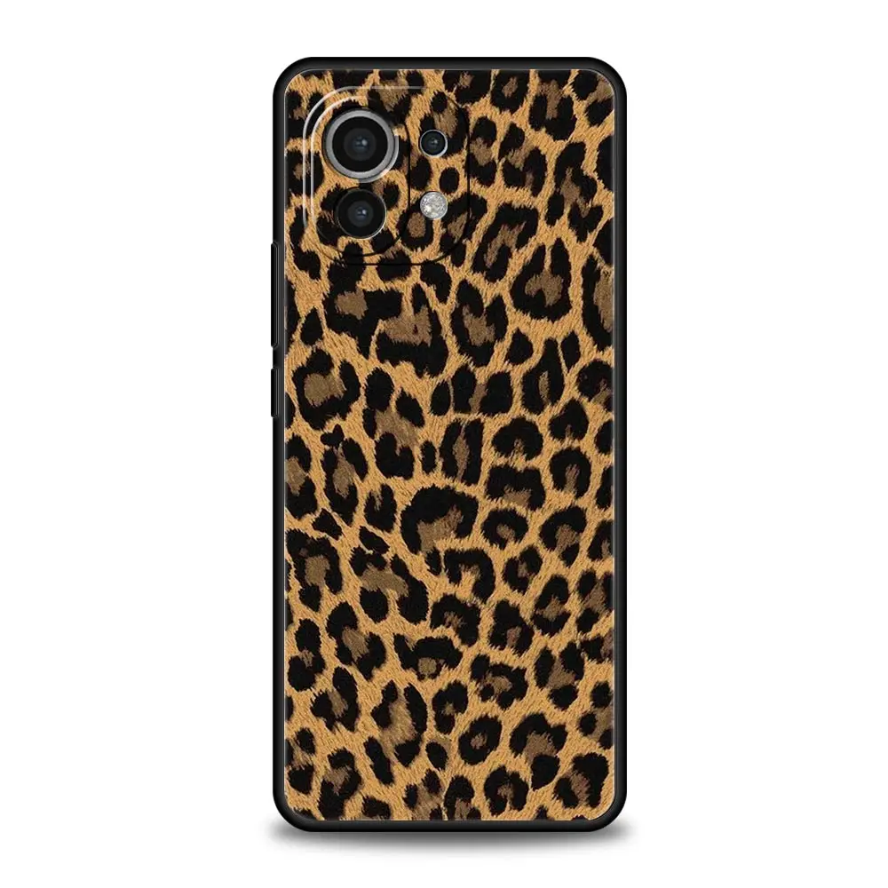 Leopard Cheetah Print Silicone Black Phone Case