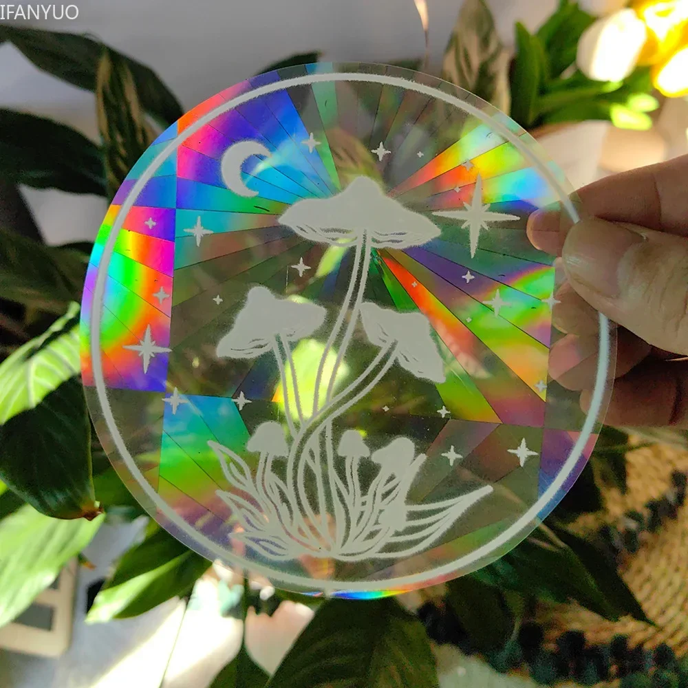 Window Stickers Sun Catcher PVC Self Adhesive Glass Window Stickers Cat Moth Energy Suncatcher Wallpaper Rainbow Prisms Sticker Sunlight Decals