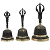Black Brass Handicraft Large Engraved Hand Bell Loud and Clear Sound for School Meditation Church Bronze Bell Creative Gift 6
