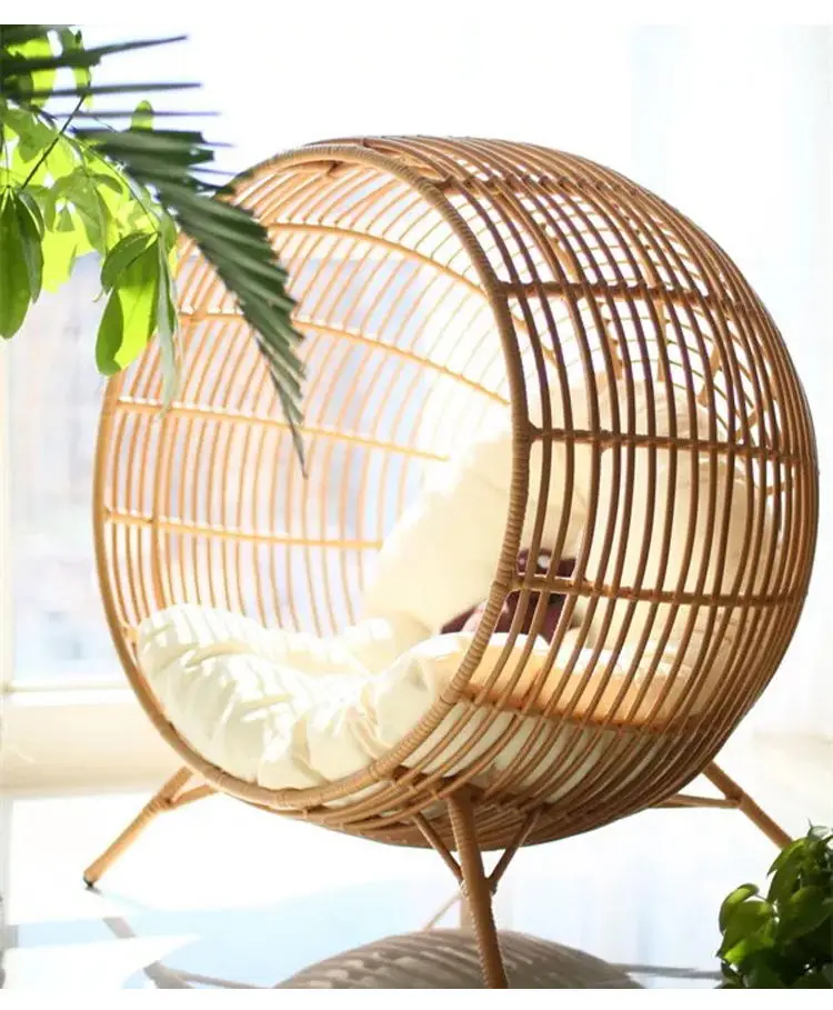 

Outdoor leisure rattan bed, balcony sofa, round bed, indoor rattan woven lounge chair