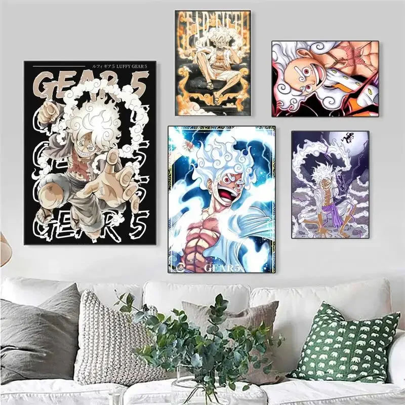 Babaite O-One P-Piece L-Rufy Gear 5 Poster Vintage Room Home Bar Cafe Decor Poster Di Piccole Dimensioni Adesivi Murali