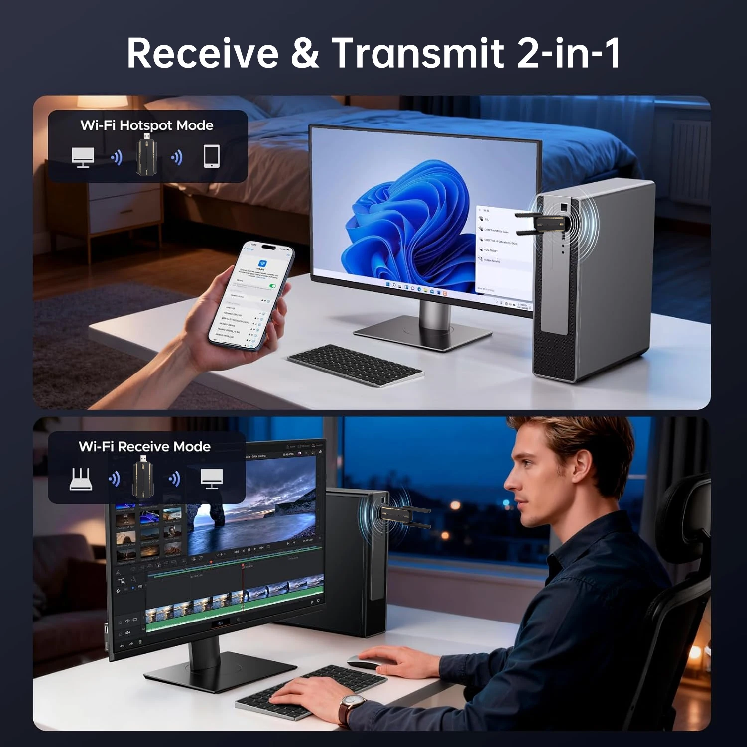 FENVI WiFi 6 USB 어댑터 AX1800 듀얼 밴드 2.4G/5Ghz USB 수신기 동글 네트워크 카드 무선 Wi-Fi 카드 노트북 PC용 Win10/11