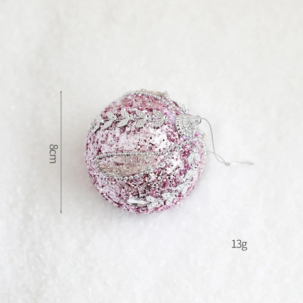 1 pieza de adornos para árbol de Navidad, bola de espuma rosa, lazo, estrella para la parte superior del árbol, colgantes para árbol de Navidad, decoraciones para fiestas, suministros para Año Nuevo