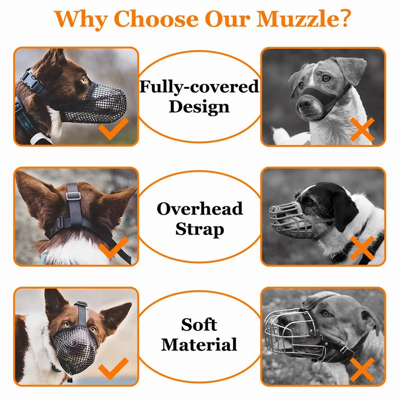 Dog Muzzle Pet dog mouth mask anti disorderly eating mouth mask anti barking and biting breathable mesh special licking
