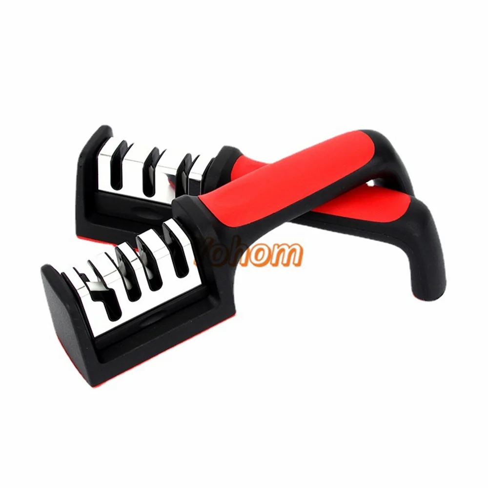 Manual PP Plastic Nonslip Handle Sharpening Stone  Professional Sharp Blades 3 or 4 Stage Scissor Knife Sharpener Pocket Pal sword weapon category boys diecast pirate special dagger one piece dance performance props plastic knife blades cosplay weapons