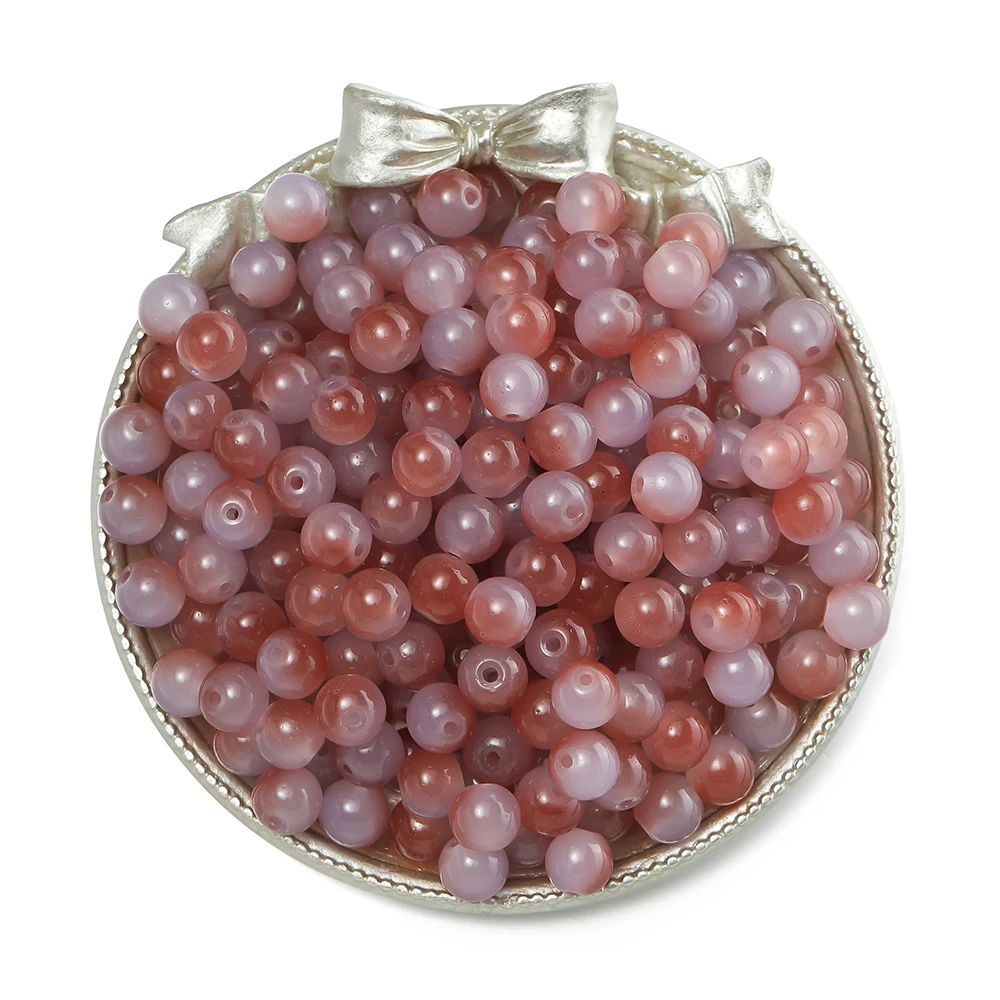 Colorful Round Glass Beads for DIY Jewelry Crafting - 50 Pieces