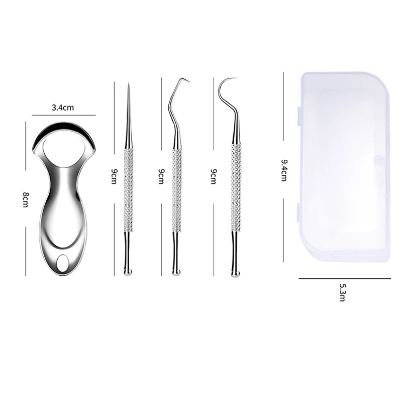 Mini Stainless Steel Tongue Scraper Toothpick Set Tongue Coating Teeth Cleaning Bad Breath Removal Oral Hygiene Cleaning