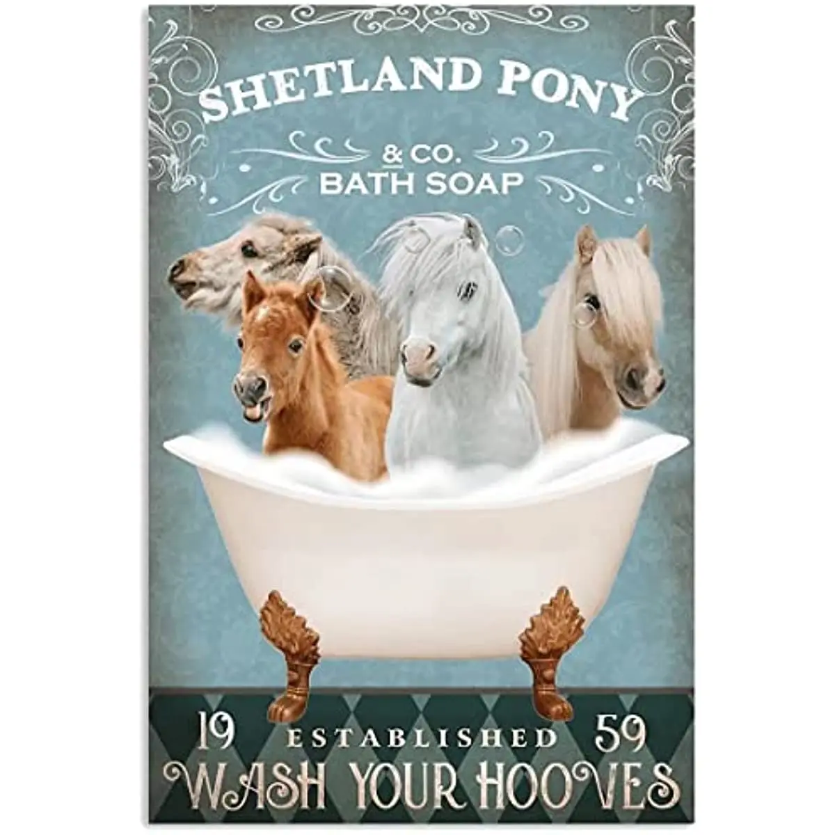 

New Metal Sign Shetland Pony Bathroom Wash Your Hooves Retro Decor Art Sign Home Kitchen Bar Cafe Club Cave Wall Decor