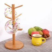 Tree Shape Wood Coffee Tea Cup Rack Storage Holder Stand Home Kitchen Mug Hanging Display Drinkware Shelf With 6 Hooks 1