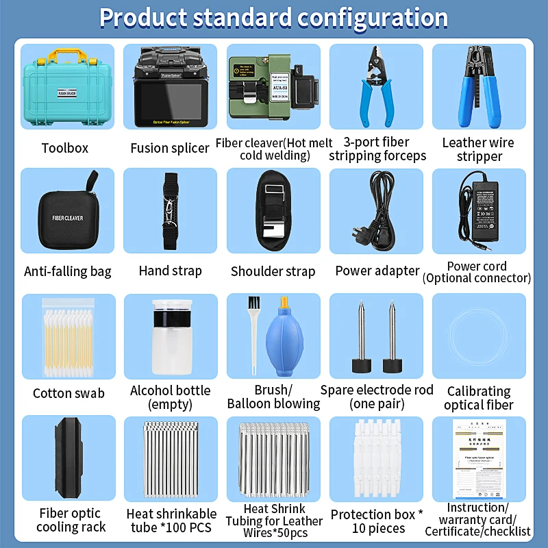 COMPTYCO FS-60E/L-90C 광섬유 융착접속기 6모터 다국어 터치스크린 광섬유 융착기 내장 OPM VFL