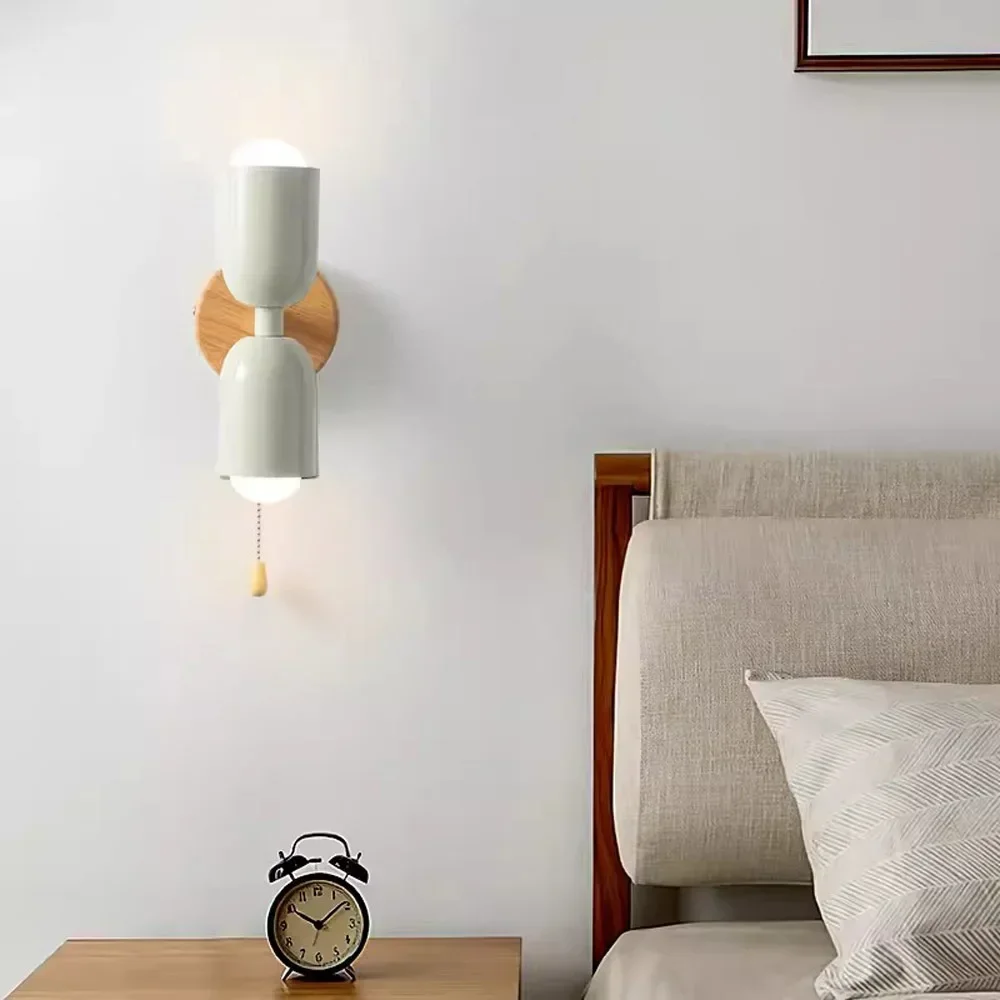 

Nordic LED wood wall lamp macaroon multi-element wall lamp for bedroom bedside living room children's room stairwell indoor ligh