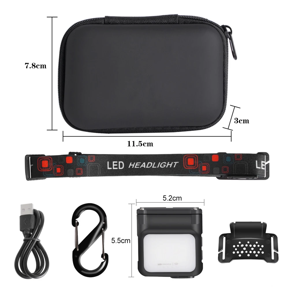 Dual Beam COB LED Headlamp Type-C Charging Cap Hat Light 1200mAh Keychain Light LED 500LM 5 Modes Waterproof For Outdoor Running