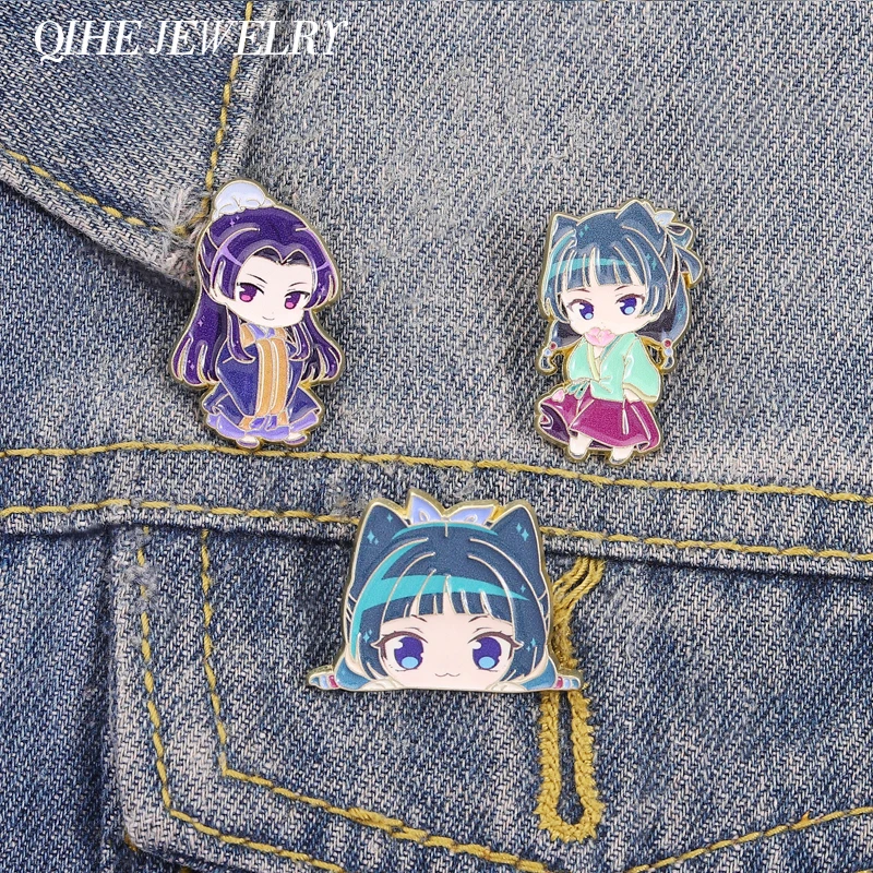 Cartoon Anime Manga Character Enamel PinsCosplay Anime Girls Cat Cat & Ren Shi Figure Brooches Lapel Badge Jewelry Gift for Fans
