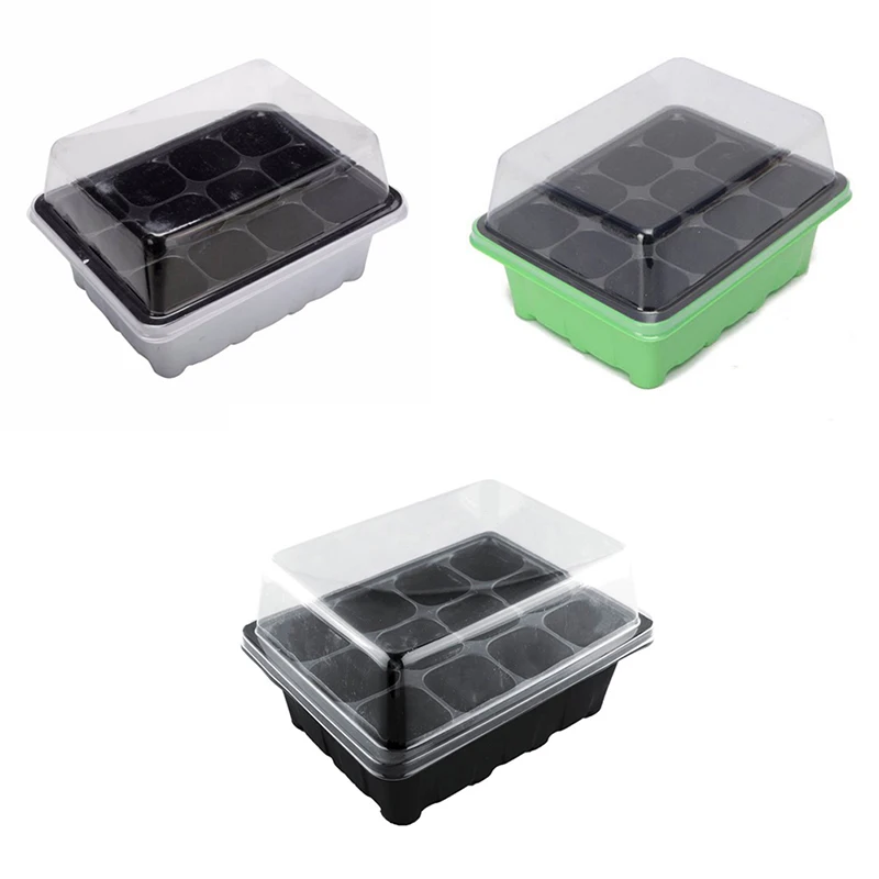 3Pcs/set Durable and Reusable 12 Cell Seed Starter Kit Starting Plant Propagation Tray Dome Gardening