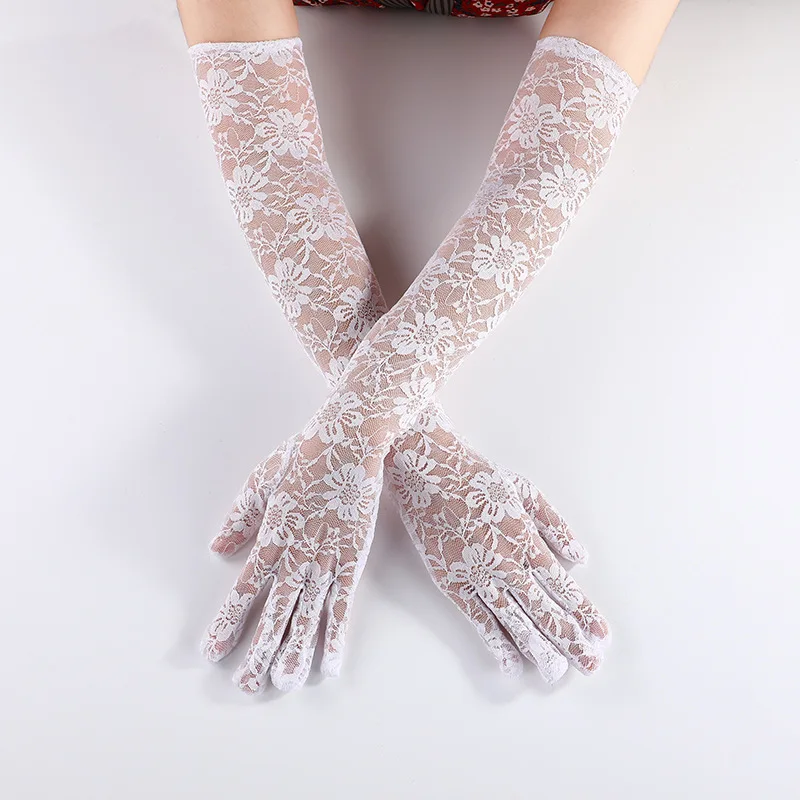 Fashion Lace women's lengthened gloves anti ultraviolet ultra long women's driving sunscreen 40cm