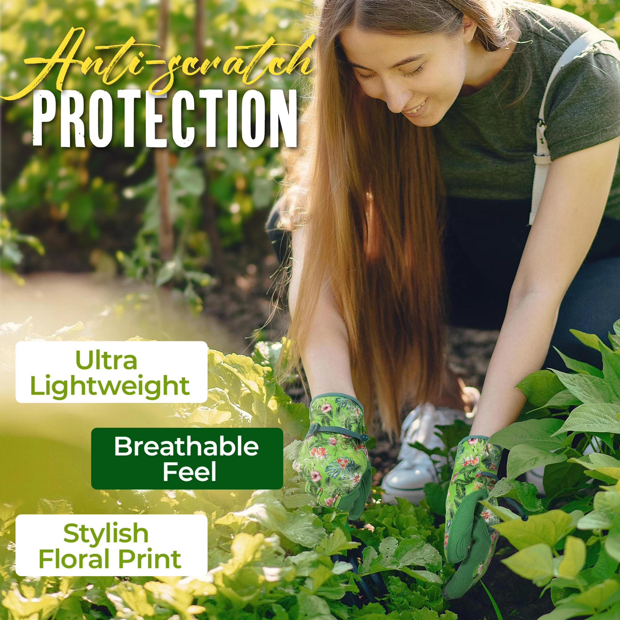 HANDLANDY Gardening Gloves for Women Breathable Leather Garden Yard