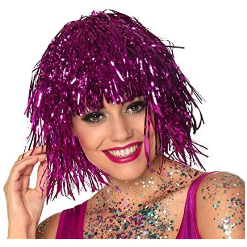 Foil Tinsel Wigs Costume Cosplay Hat Party Carnival synthetic wigs party hat carnival hat