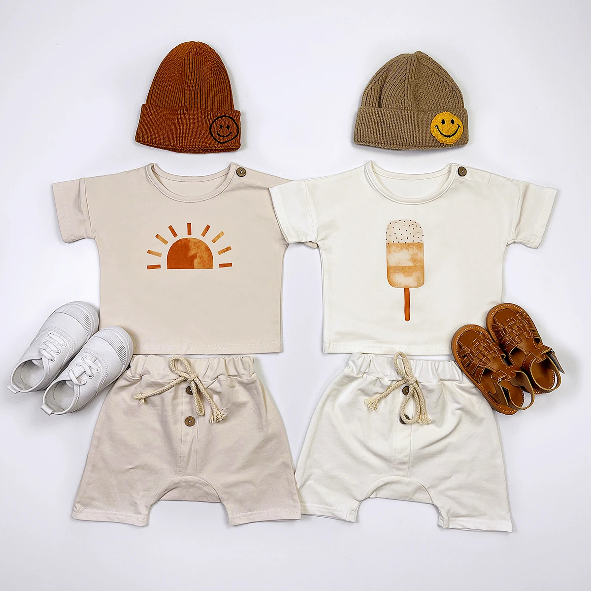 baby dress and set Summer Baby Boy Clothes Set Organic Cotton Ice Cream Tee Baby Girls Clothing Sets Children's T-shirt+Shorts Pants Newborn Bebes Baby Clothing Set discount