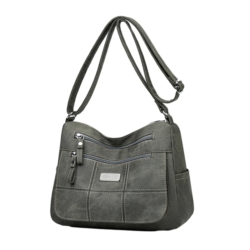 Functional Blue PU Leather Crossbody Bag Designed for Moms' Everyday Needs E74B