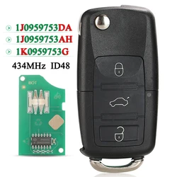 Enhanced Flip Remote Key with 434Mhz Frequency and ID48 Chip - 1K0959753G