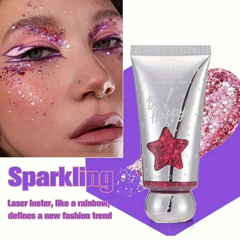 Body Glitter Gel, Face Glitter Singer Concerts Festival Rave Accessories,Mermaid Sequins Glitter Face Paint,Sparkling Halloween 5