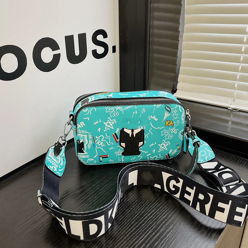 대비색 작은 사각형 가방, 패셔너블 숄더백, 다용도 캐주얼 와이드 숄더 스트랩 카메라 가방, 신제품