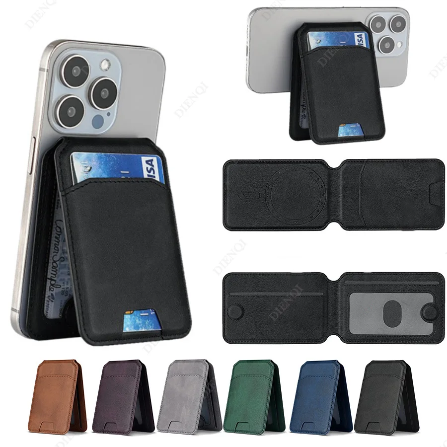Wallet Card Holder Magsafe Phone Stand PU Leather Magnetic Card Holder Phone Cases Bracket Stand with Kickstand for IPhone 13/14/15/16 wallet card holder