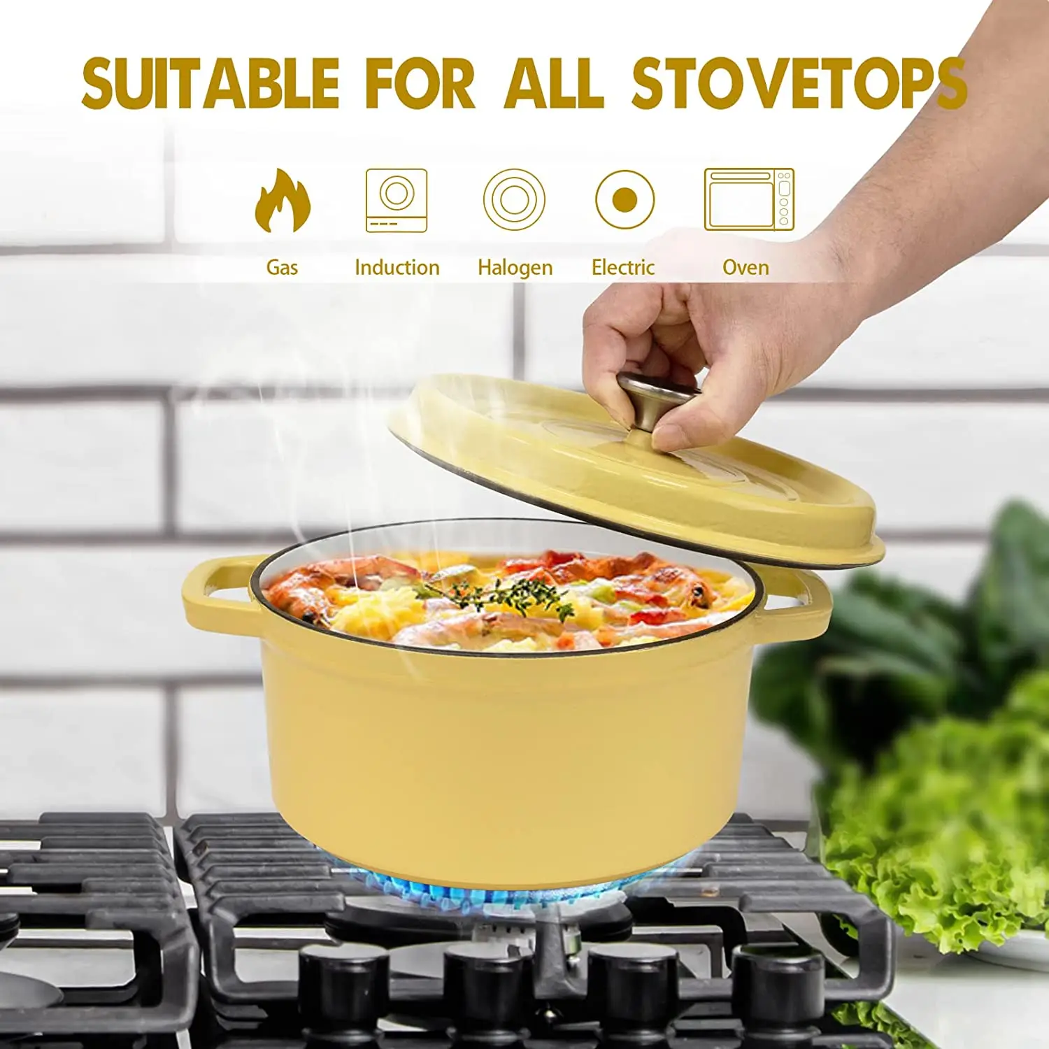 Enameled Dutch Oven 3 Qt /5 Qt Cast Aluminum Nonstick Casserole Dish With  Lid For All Heat Source Stockpot Stew Pot Cookware - AliExpress