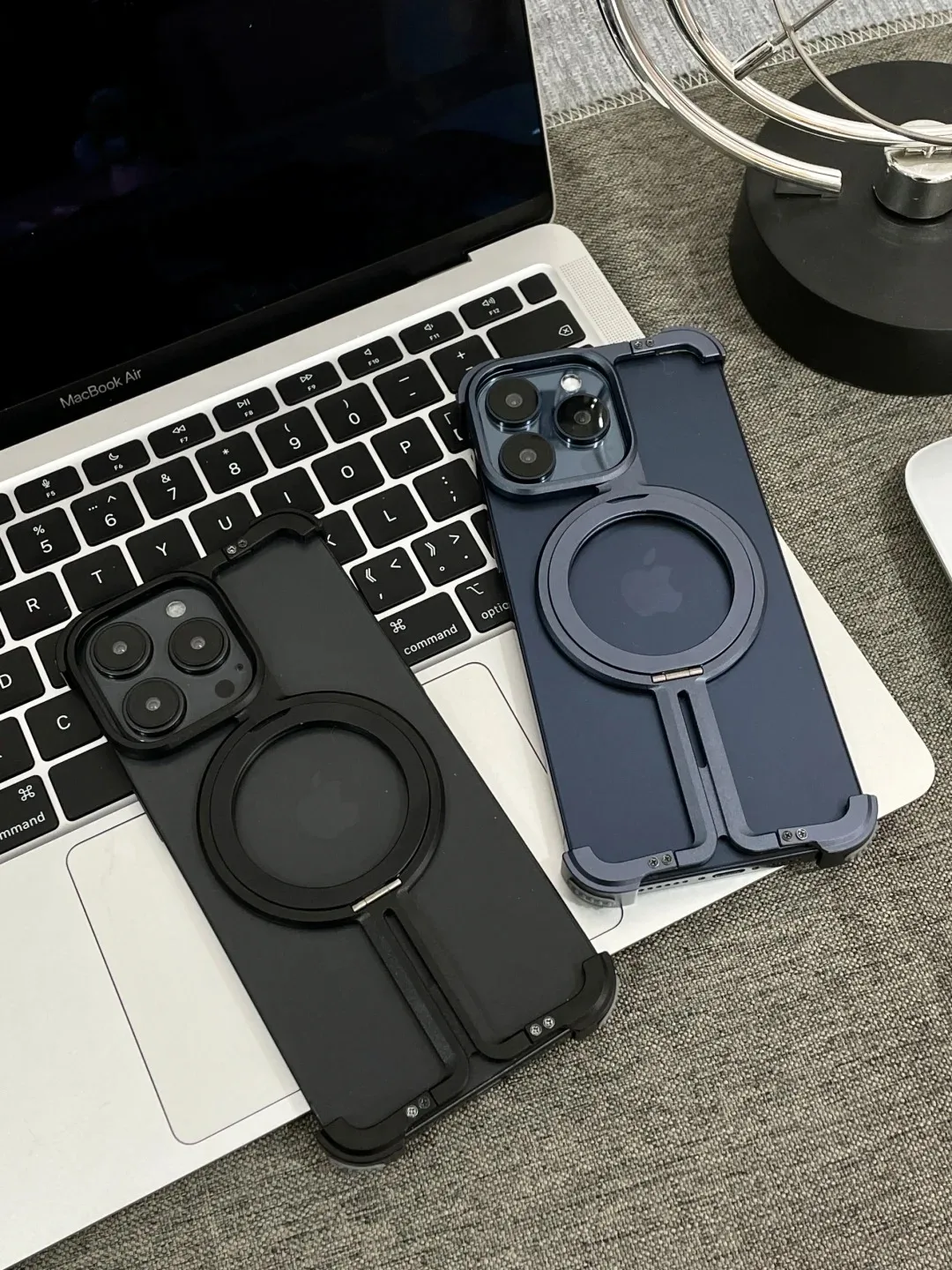 Metal Frameless Magnetic Holder Phone Case For iPhone 12 13 14 15 Pro Max Plus Magsafe Aviation Grade Aluminum Alloy Anti-fall