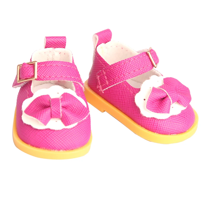 1/6 Cute 5.5cm PU Leather Bow Doll Shoes Boots For 14" American& EXO Doll Mini Shoes Accessories For 32-33 Russia DIY Doll TOY