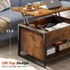 Coffee Table, 41.7" Lift Top Coffee Table with Hidden Compartment and Storage Cabinet, Wood Center Table , Rustic Brown 5