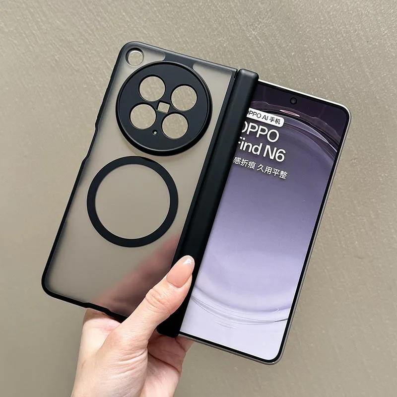 Matte Transparent Magnetic Wireless Charging Case with Hinge Protection
