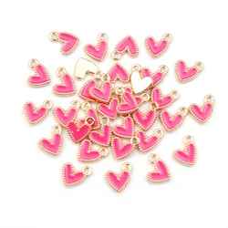 Colorful Alloy Heart Charms - Set of 50, 9x10mm Love Pendants (AG5 - 29)