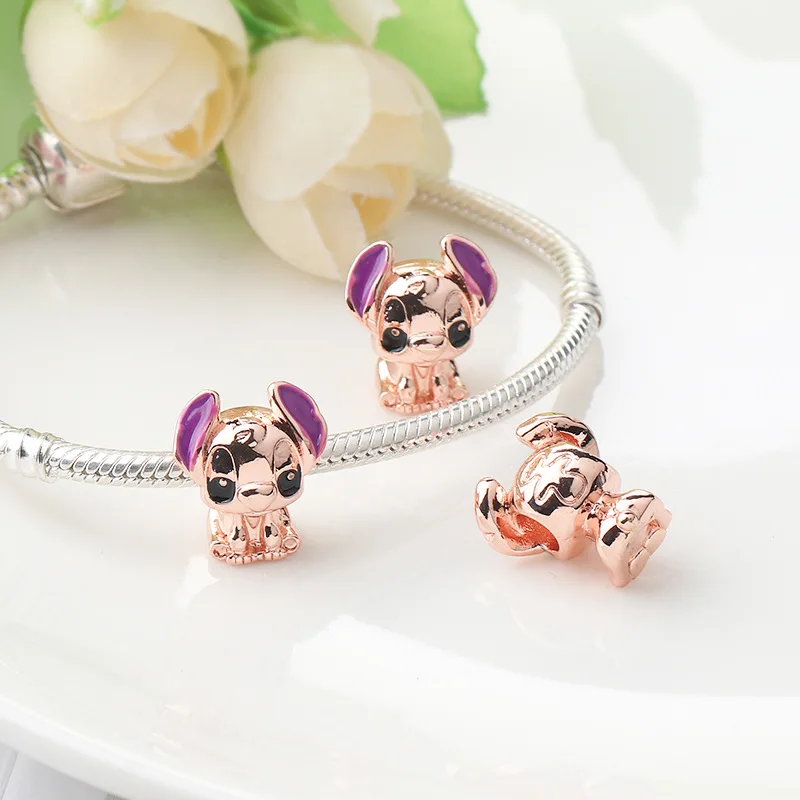 Fit Pandora Disney Anime Lilo & Stitch Kralen Voor Sieraden Maken Roségouden Bedels Hanger Armband Vrouwen Meisjes Armband Accessoires