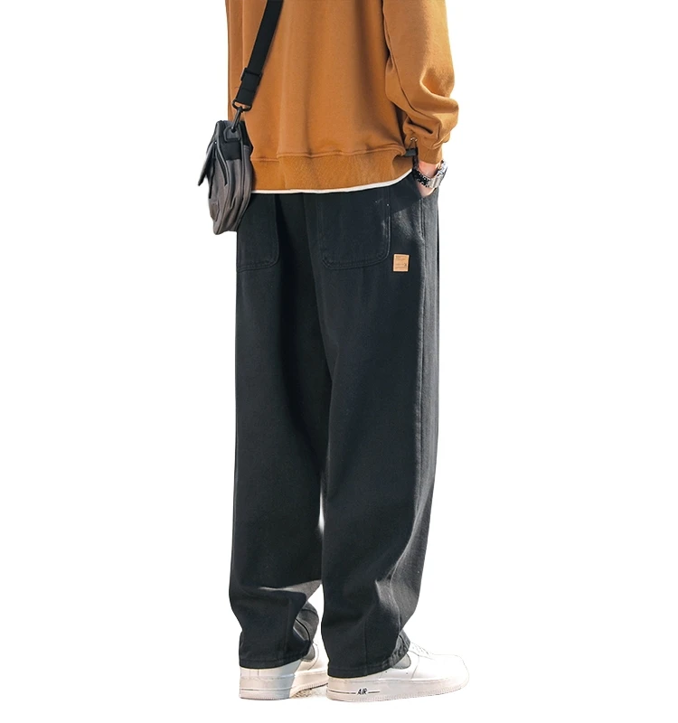 Trendy Pure Cotton Work Pants Loose Straight Leg Men's Autumn Spring Casual Trousers for Teenagers American Retro Sle