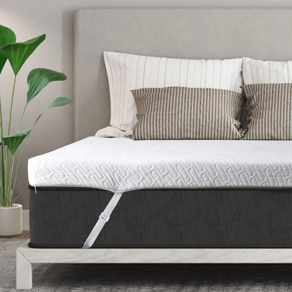 Gel Memory Foam Mattress Topper，Density Cooling Pad Pressure Relief Bed Topper (with Removable & Washable Bamboo Cover)