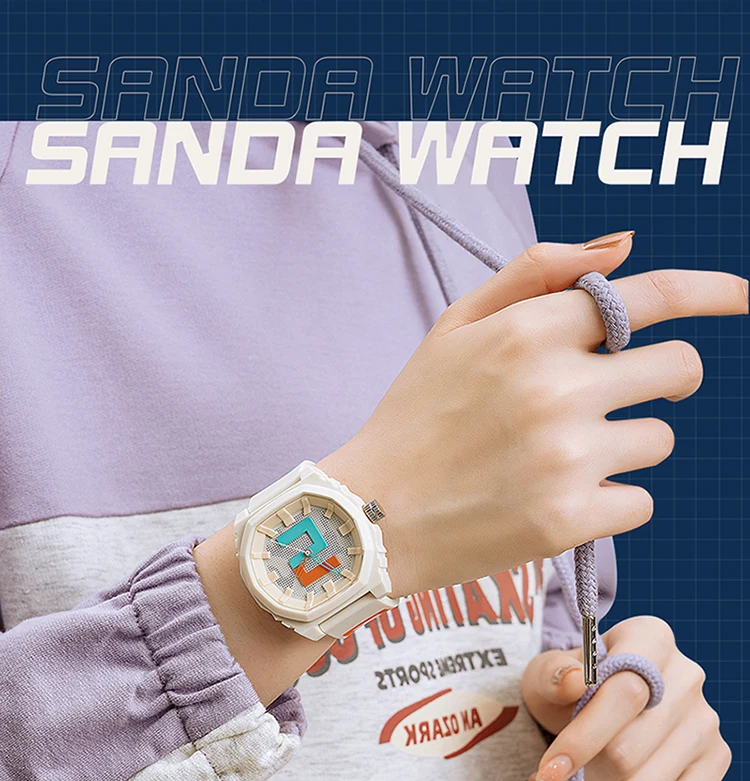 SANDA Original Design Womens Mens Watches Top Brand Luxury Sports Silicone Waterproof 50M Quartz Watch Men Relogio Masculino