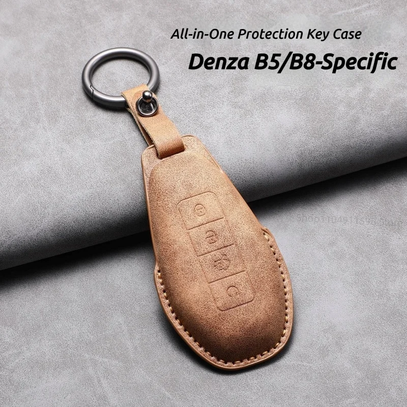 BYD 덴자 B8 2026 풀 커버 가죽 키 커버, 덴자 B5 2026 자동차 키 케이스와 호환 가능, 올인클루시브 홀더, 자동차 액세서리