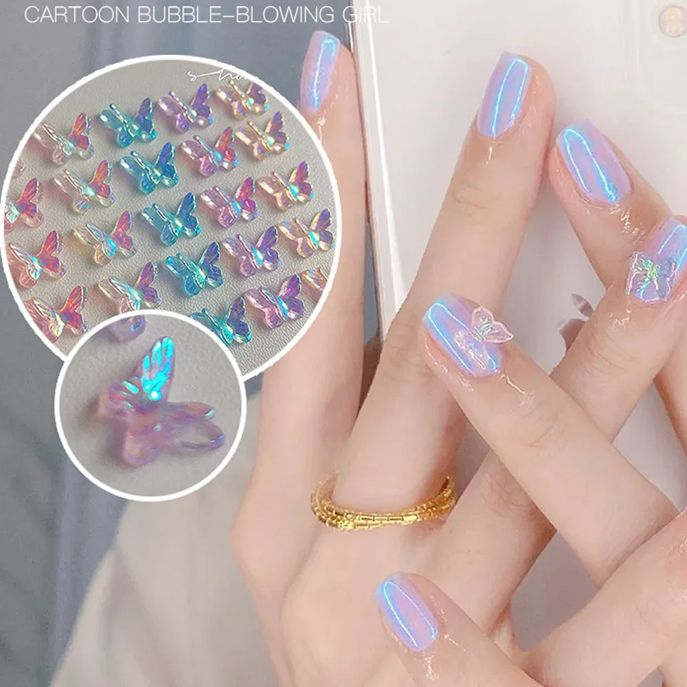 50PCS/Lot Nail Art Butterfly/Heart Bear Alloy 3D Charms For Decoration Acrylic Tips Glitter Rhinestone |
