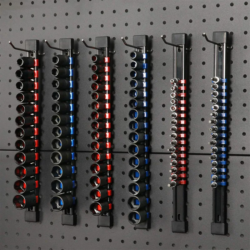 1/4" 3/8" 1/2" Wrench Holders Traight Plastic Universal Socket Organizer Rail Bracket Repair tools Socket Wall Wrench Home Tools 5