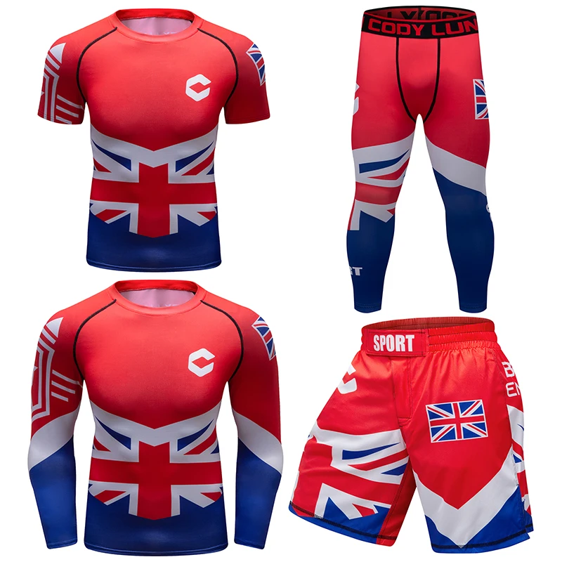 

Cody Lundin BJJ Rashguard для мужчин, футболка + брюки, спортивный костюм, шорты для смешанных боевых искусств, джиу джитсу, бокса, Муай Тай, ММА, компрессионный набор для кикбоксинга