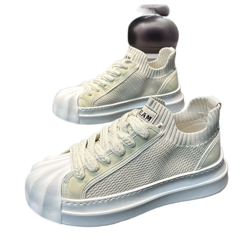 

2023 New Men's Summer Breathable Mesh Shell Toe Board Ins All-Matching Casual Sports White Shoes