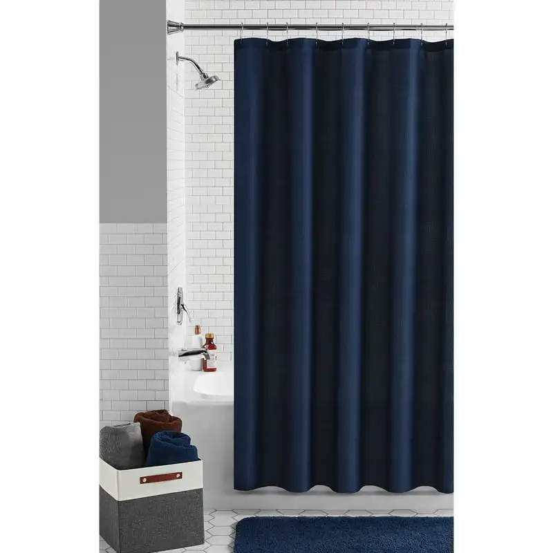 

Blue Waffle Weave Textured Fabric Shower Curtain, 72 Strawberry shower curtain Clear shower curtain Restroom curtains set Cortin