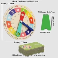 Wooden Clock Model Teaching Aid,Montessori Learning Clocks with Cards,Kindergartner Toy for Game,Interaction Playroom Wall 2